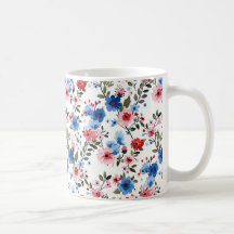 Azul y Rojo Floral 