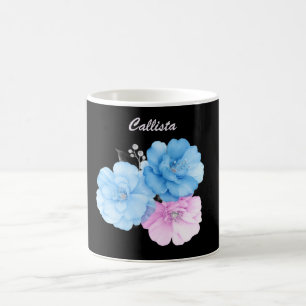 Taza De Café Azul y Rosa Floral Chic