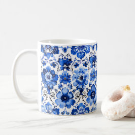 Taza De Café Azulejo Azul blanco portugués Azulejo Cerámico Flo