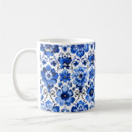 Taza De Café Azulejo Azul blanco portugués Azulejo Cerámico Flo