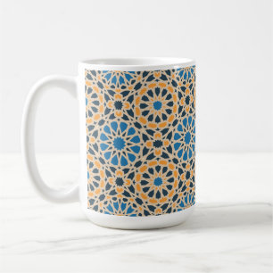 Taza De Café Azulejo geométrico marroquí y patrón de naranja