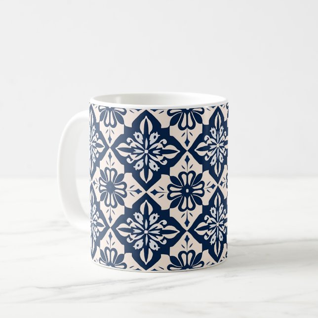 Taza De Café Azulejo portugués azul y blanco (Anverso izquierdo)