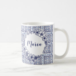 Taza De Café azulejos azuis tradicionais de Portugal