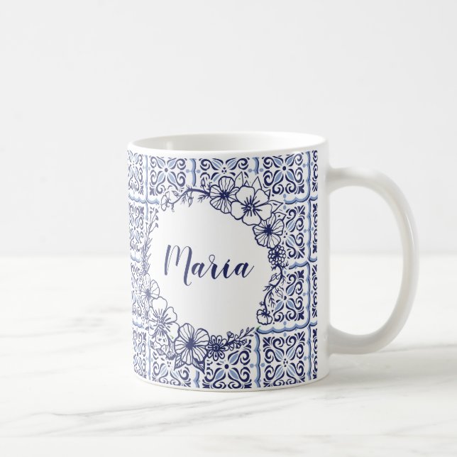 Taza De Café azulejos azuis tradicionais de Portugal (Derecha)