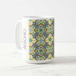 Taza De Café 💛💙💚Azulejos azules y amarillos impresionantes
