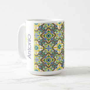 Taza De Café 💛💙💚Azulejos azules y amarillos impresionantes