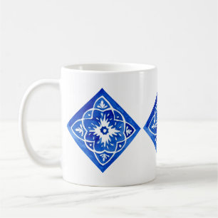 Taza De Café Azulejos blancos y azules cobálticos