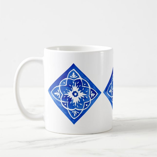 Taza De Café Azulejos blancos y azules cobálticos (Izquierda)