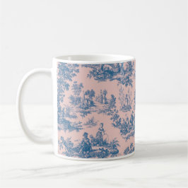 Taza De Café Azulejos de jouy azul y rosa elegante