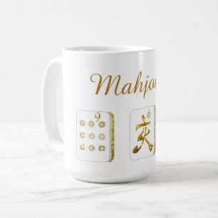 Taza De Café Azulejos de oro y blanco de Mahjong para café Mug