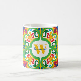 Taza De Café 💛🧡💚 Azulejos, patrón decorativo, personalizado