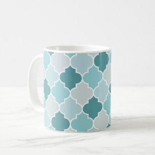 Taza De Café Azules Marroquíes, Latticework, quatrefoil