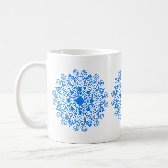 Taza De Café Azure Blue Mandala (Izquierda)