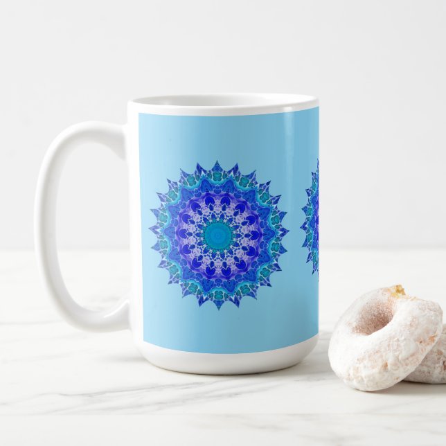 Taza De Café Azure Flower Mandala Mug (Con donut)
