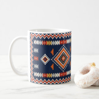Taza De Café Azure Navy and Terracotta Geometric Tribal