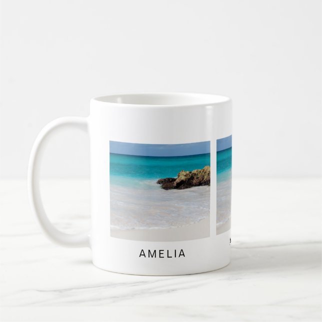 Taza De Café Azure Ocean Sandy Beach Photo (Izquierda)