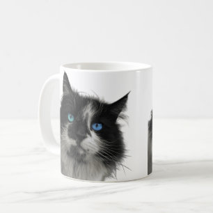 Taza de café Azure Soul Black Cat Blue Eyes
