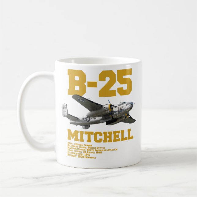 Taza De Café B-25 Mitchell | WW2 Plane (Izquierda)