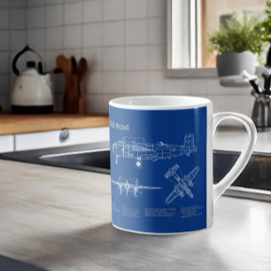 Taza De Café B-25B Mitchell Doolittle - Airplane Blueprint AD