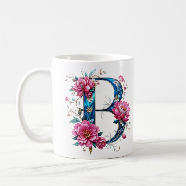 Taza De Café B Café Mug - Diseño floral para regalo (Izquierda)