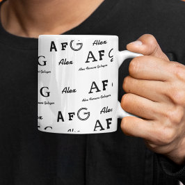 Taza De Café B&W Mug Lleno De Letras Nombre Personalizado