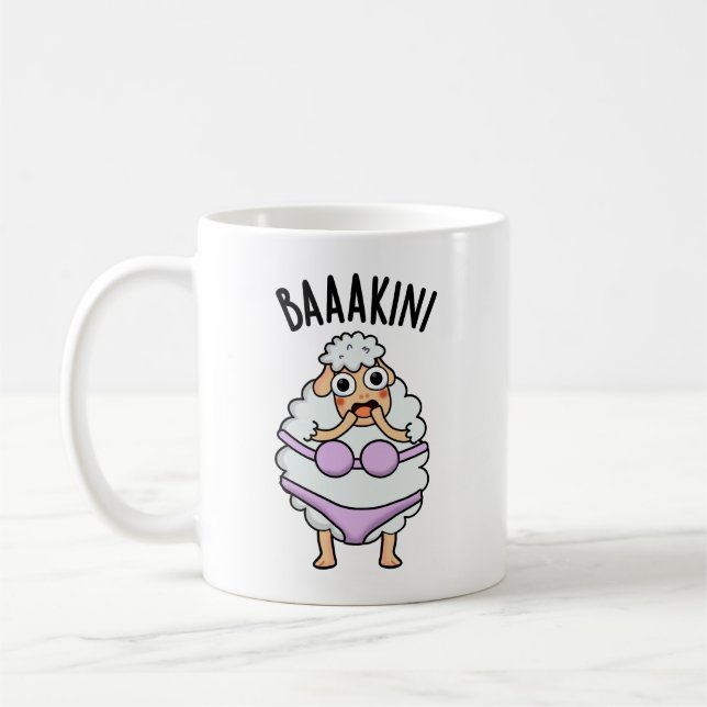 Taza De Café Baa-kini Funny Bikini Pun (Izquierda)