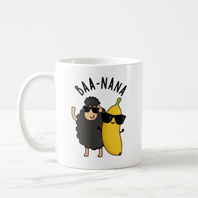 Taza De Café Baa-nana Funny Banana Puns (Izquierda)