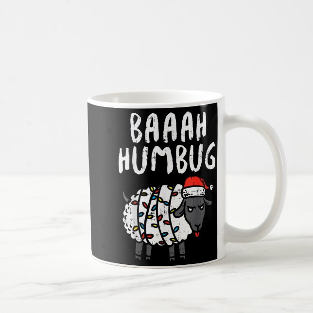 Taza De Café Baaah Humbug Sheep Xmas Lights Funny Anti Christma (Derecha)
