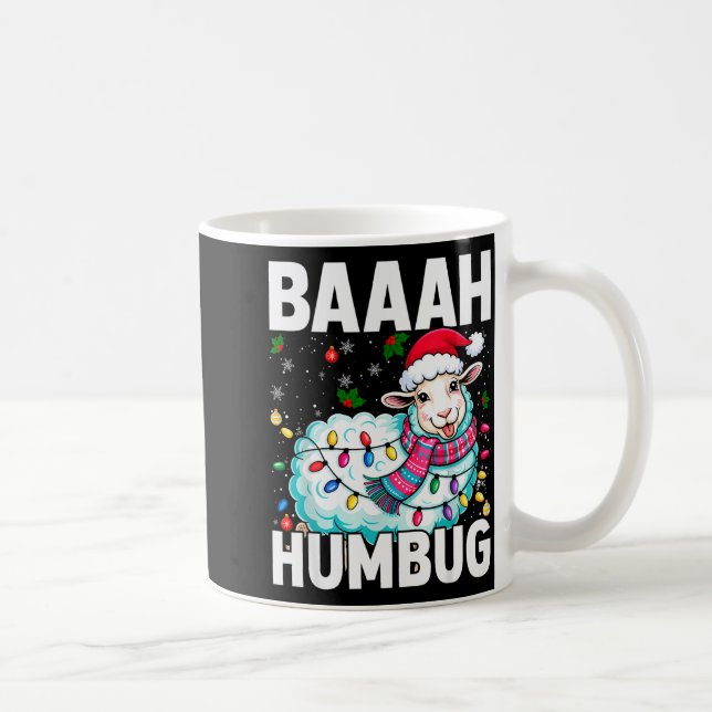 Taza De Café Baaah Humbug Sheep Xmas Lights Funny Anti Christma (Derecha)