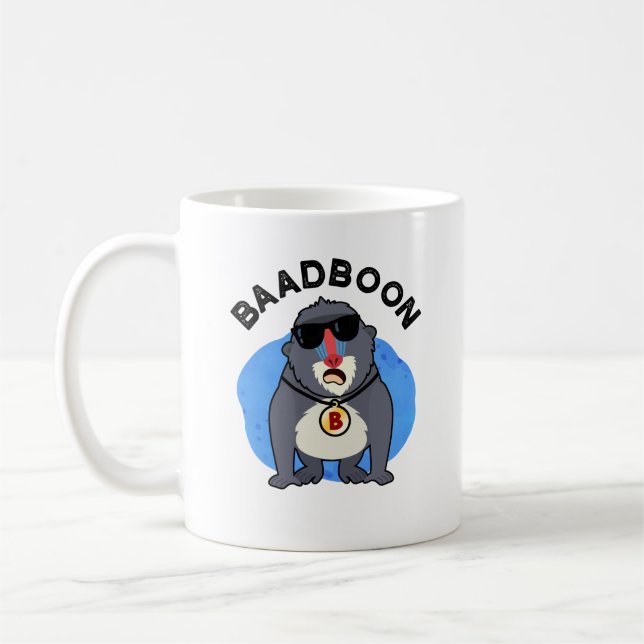 Taza De Café Baadboon Funny Bad Baboon Pun (Izquierda)