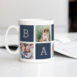 Taza De Café Baba | Abuelo 5 Collage de fotos<br><div class="desc">Crea un dulce aguijón para un querido abuelo este Día del Padre o Día de los Abuelos con este sencillo diseño que incluye cinco de tus fotos favoritas de cuadrado o Instagram, dispuestas en un diseño de collage con cuadrados alternados en azul pizarra oscura, que deletrea "Baba" con un mensaje...</div>