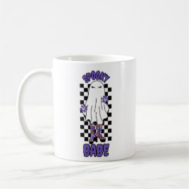 Taza De Café "Babe espantado" Mujer Halloween Fantasma Retro Pú
