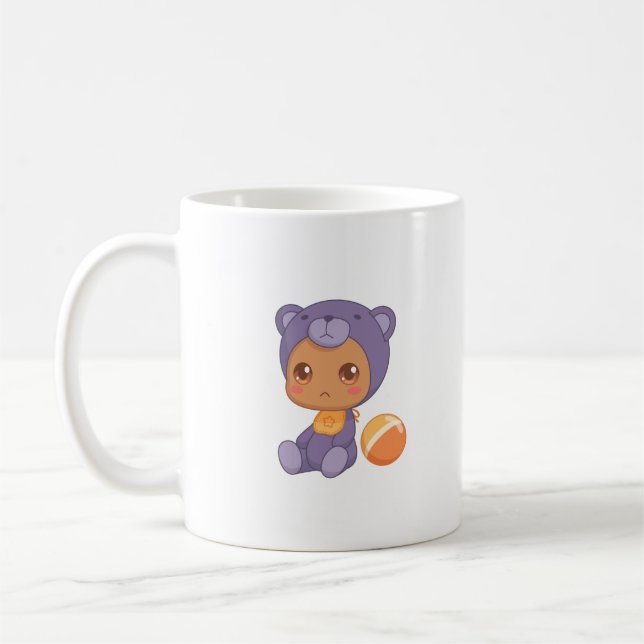 Taza De Café Baby Boy Chica Purple Bear Jumpsuit (Izquierda)