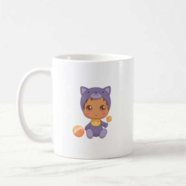 Taza De Café Baby Boy Chica Purple Cat Jumpsuit (Izquierda)