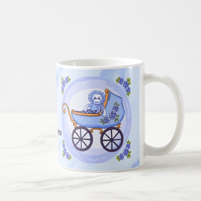 Taza De Café Baby Boy Sock Monkey Buggy personalizado mugre (Derecha)
