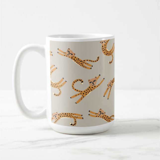 Taza De Café Baby Cheetah Stretah Naranja y Taupe Mug (Izquierda)