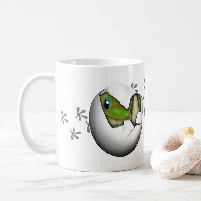 Taza De Café Baby Gecko in Egg  (Con donut)