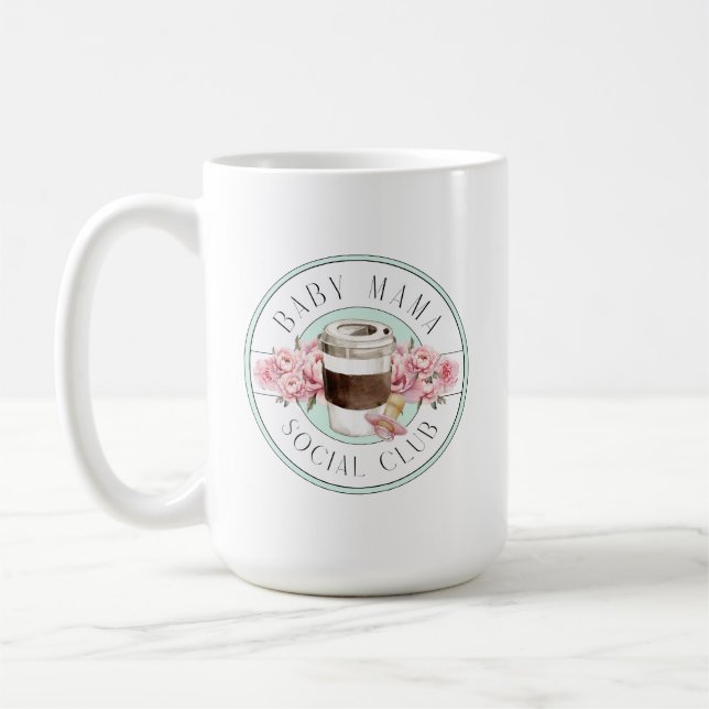 Taza De Café Baby Mama Social Club Aqua y Pink (Izquierda)