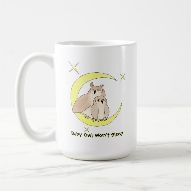 Taza De Café Baby Owl Mug with Customizable Text (Izquierda)
