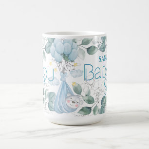 Taza De Café Baby Shower. El Bebé Dormido Tiene Azul.