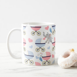 Taza De Café Baby Stroller Twins Elephant Hearts Coffee Mugs