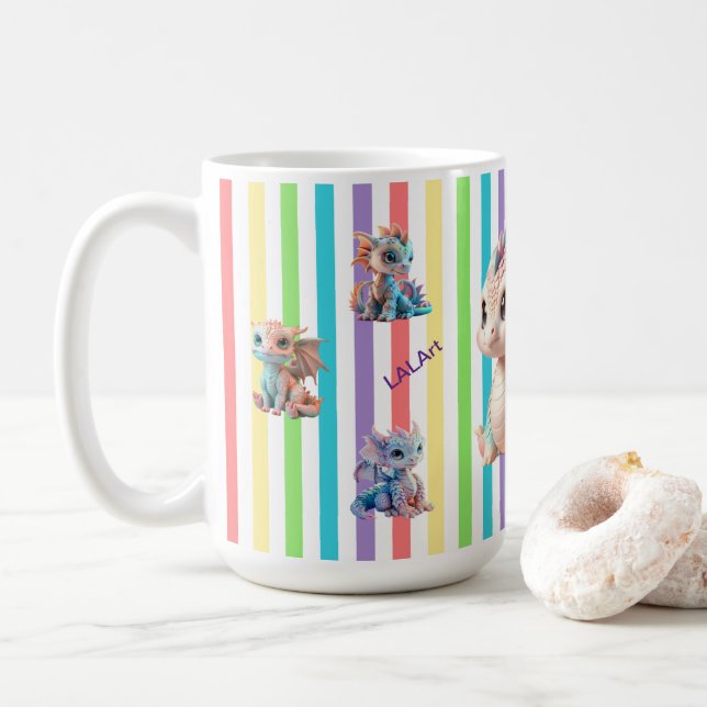 Taza De Café Babydragon レインボーストライプマグカップ (Con donut)