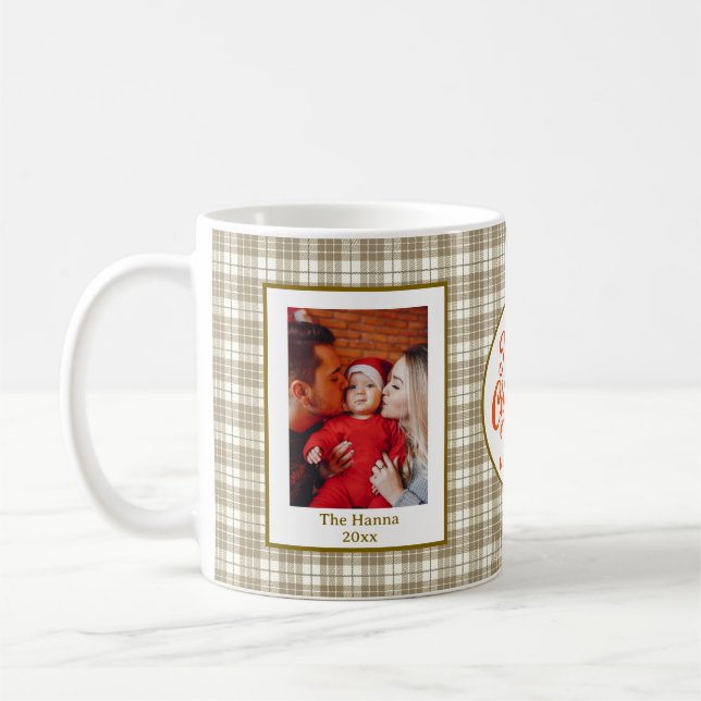 Taza De Café Baby's First Christmas Custom Name Photo Keepsake (Izquierda)
