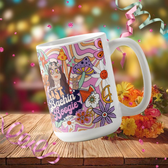 Taza De Café Bachelorette Groovy años 70 Last Bachin' Boogie ID (Subido por el creador)