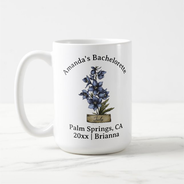 Taza De Café Bachelorette Nacimiento Mes Flor Julio Larkspur (Izquierda)