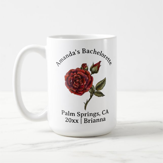 Taza De Café Bachelorette Nacimiento Mes Flor Junio Rosa (Izquierda)