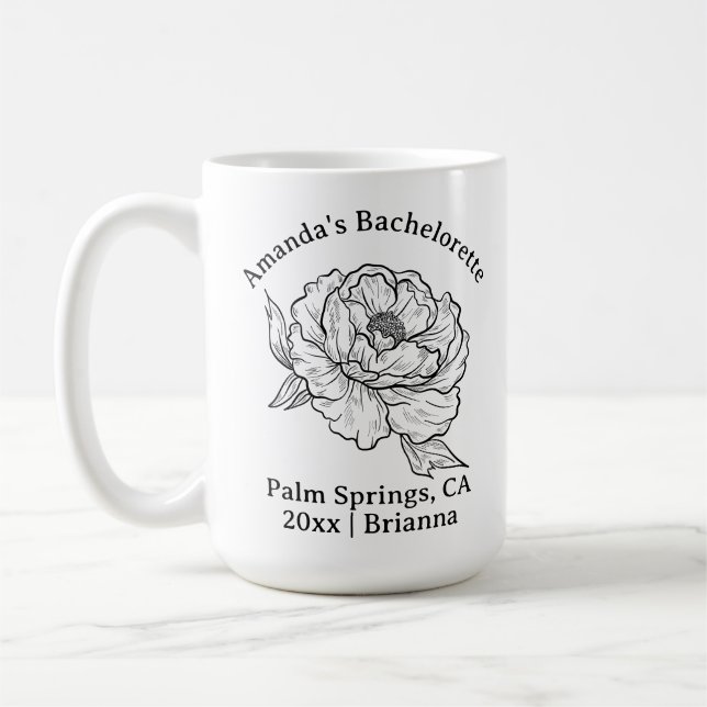 Taza De Café Bachelorette Nacimiento Mes Flor Noviembre Peony (Izquierda)