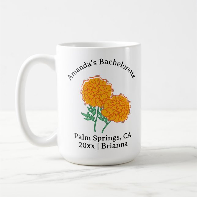 Taza De Café Bachelorette Nacimiento Mes Flor Octubre Marigold (Izquierda)