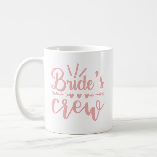 Taza De Café Bachelorette Rustic Calligraphy Pink Brides (Izquierda)
