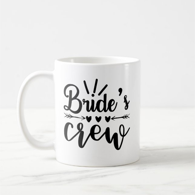 Taza De Café Bachelorette rustica caligrafía Bridas Crew (Izquierda)